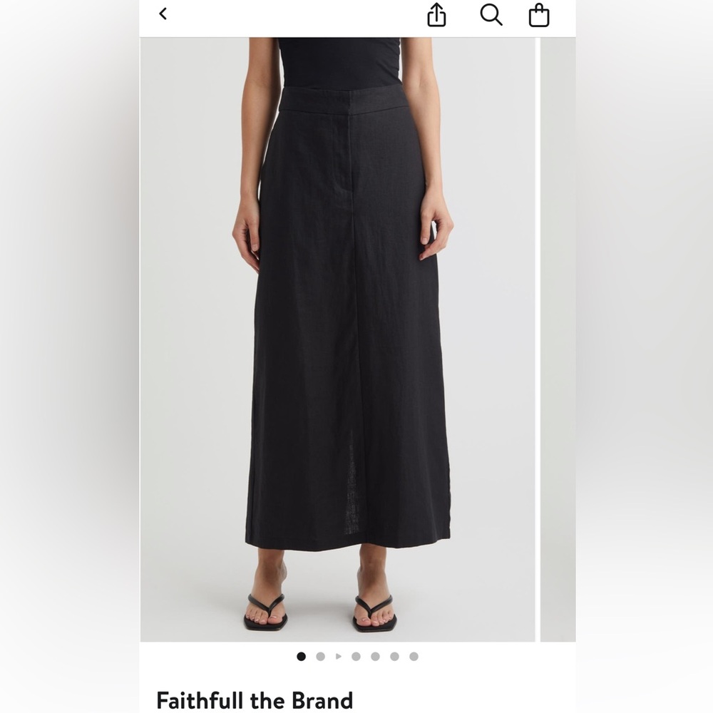 Faithfull The Brand - Black A-Line Maxi Skirt for Work size 6 or medium